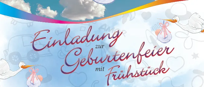 Einladung zur Geburtenfeier am 17. Oktober 2026 von der Gemeinde Mitterdorf für Eltern von Neugeborenen zwischen dem 01. September 2025 und dem 31. August 2026. Beginn um 09:00 Uhr.