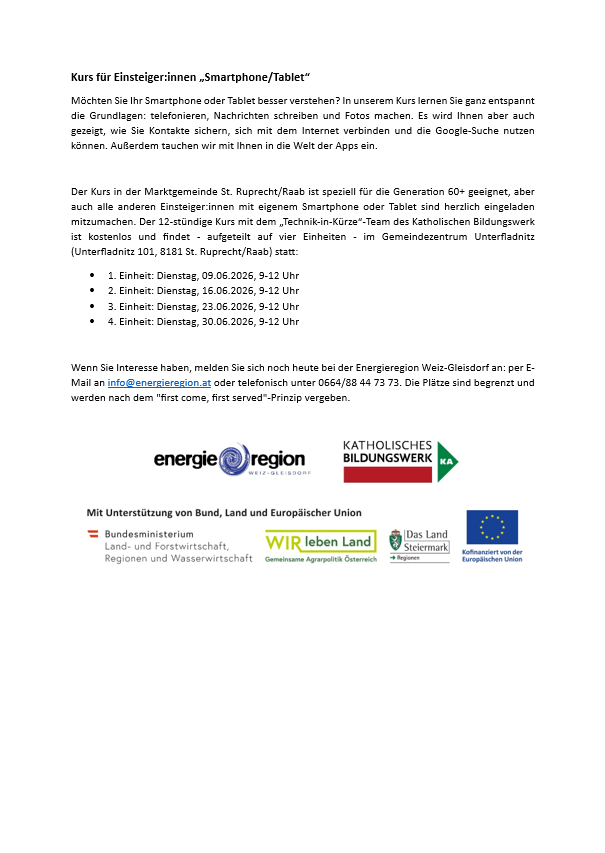 Kurs für Einsteiger:innen „Smartphone/Tablet": Möchten Sie Ihr Smartphone oder Tablet besser verstehen? In unserem Kurs lernen Sie ganz entspannt die Grundlagen: telefonieren, Nachrichten schreiben und Fotos machen. Es wird Ihnen aber auch gezeigt, wie Sie Kontakte sichern, sich mit dem Internet verbinden und die Google-Suche nutzen können. Außerdem tauchen wir mit Ihnen in die Welt der Apps ein.