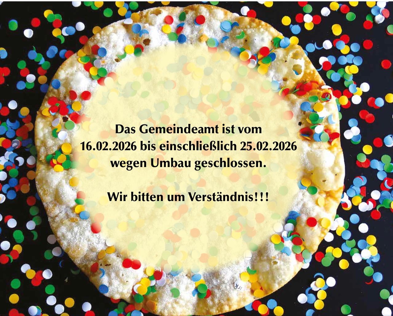 A pie with colorful sprinkles has a white and yellow center. Text reads: Closed due to renovation from February 16, 2026, to February 25, 2026. We ask for your understanding.