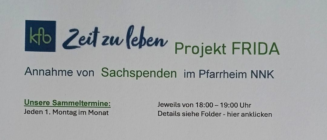 FRIDA ist ein Tageszentrum in Linz, ein sicherer Rückzugsort für obdachlose und von Obdachlosigkeit bedrohte Frauen, in dem sie Grundversorgung, Beratung und Erholun finden. Bei genügend Spenden werden auch Lebensmittelpakete für Frauen in Not, die einen Unterschlupf haben und dort kochen können, ausgegeben. Halbhaltbare Lebensmittel, die gelagert werden können, werden daher akzeptiert: Reis, Nüsse, Zuckergläser, Tomatensauce, Öl, Mehl, Salz, Müsli, Süßigkeiten, Konserven (auch für Frauen auf der Straße oder in der Notschlafstelle geeignet). Beispielsweise: Fisch- und Gemüsekonserven, Gulasch, Gulaschsuppe, Ravioli, Reisfleisch, Bohnengerichten, Streichwurst, Suppen, usw. Im Winter freuen sie sich über warme Kleidung wie Jacken, Schuhe, Stiefel auf Anfrage - solange Bedarf besteht! Wir freuen uns über jede Spende und sagen DANKE auch im Namen von FRIDA!