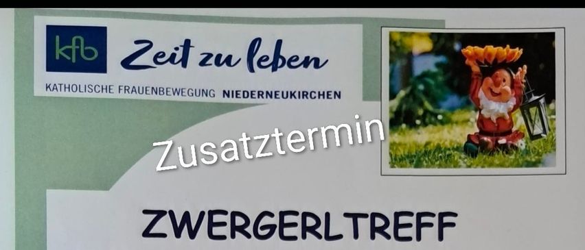 Poster for Zwergerltreff, a meeting point for (grand)parents and children for drumming, playing, and splashing. Location: Schulstraße 16, Niederneukirchen. Date: Friday, June 19, 2026, 9:00-11:00 AM.