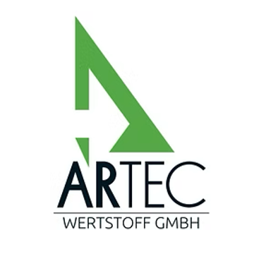 Das ARTEC-Logo, das einen stilisierten Pfeil nach oben zeigt, ist in Grün und Schwarz auf weißem Hintergrund dargestellt. Der Firmenname 'WERTSTOFF GMBH' steht in Grün darunter.