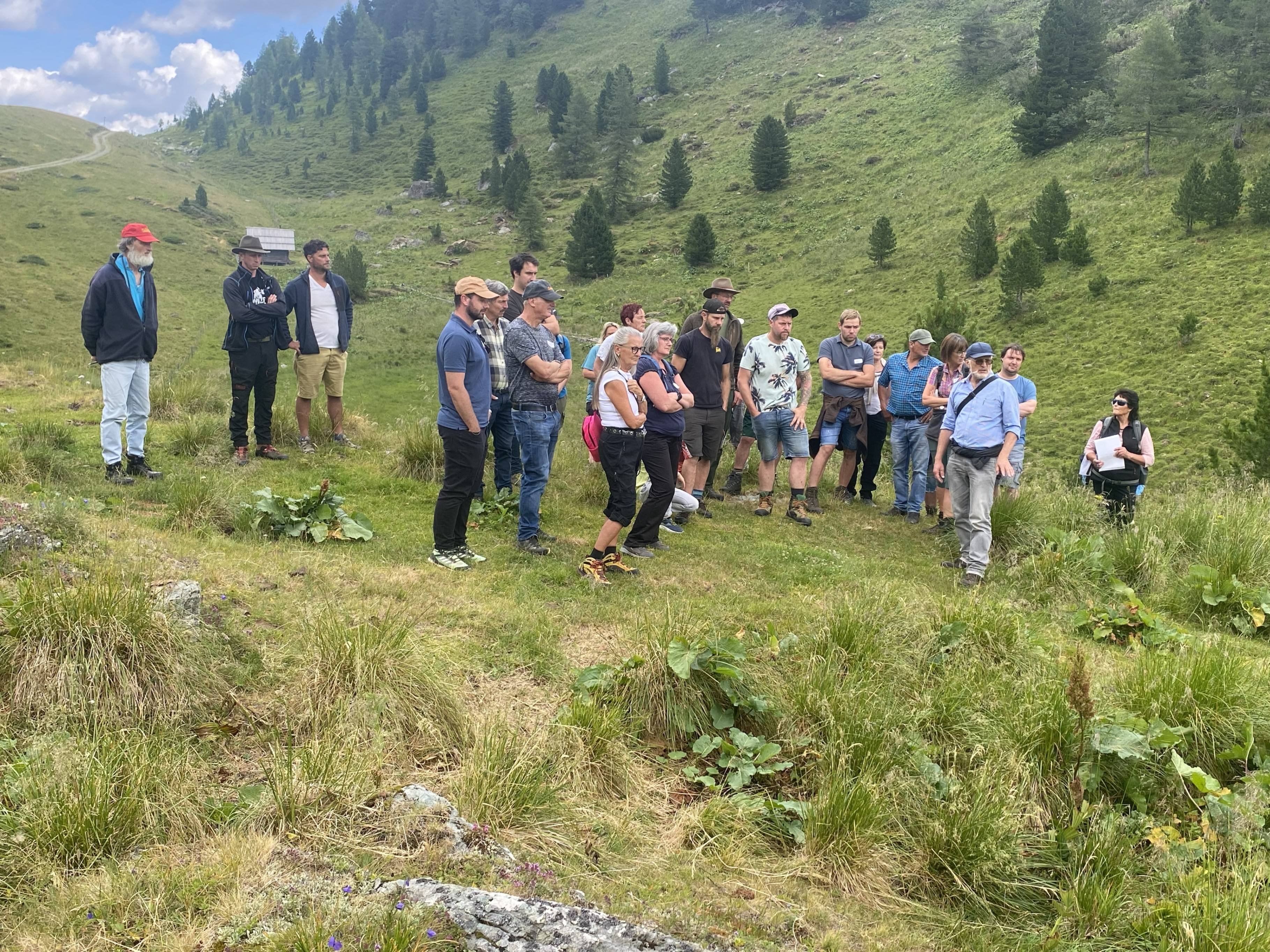 Gruppe von Menschen in Berglandschaft, Österreich