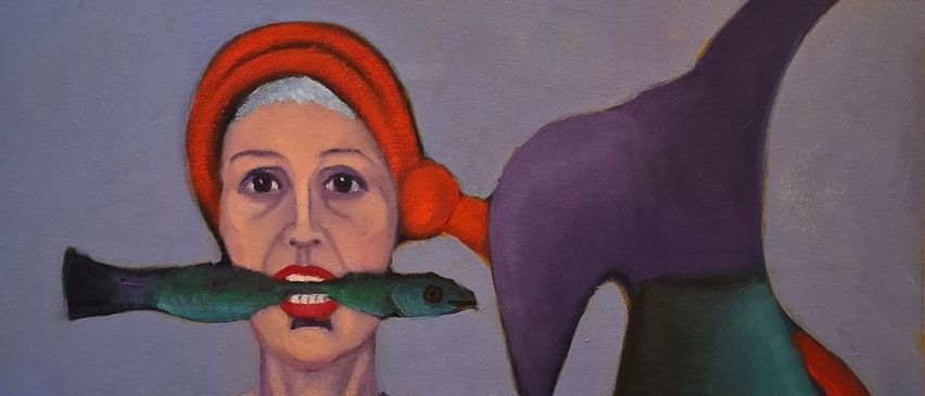 Bild enthält, Art, Modern Art, Painting, Adult, Female, Person, Woman, Glove, Face, Head