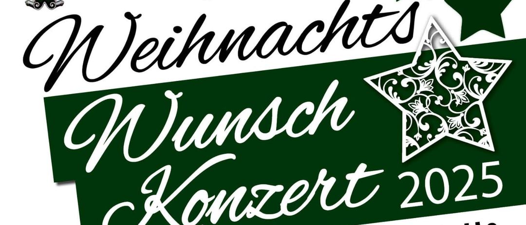 Plakat für das 'Weihnachts Wunsch Konzert 2025' in der Stadtwerke-Harberg-Halle. Geplant für Samstag, 6. Dezember, 19:00, und Sonntag, 7. Dezember, 17:00. Der Einlass beginnt um 18:00 bzw. 16:00. Das Event präsentiert Heinz Steinbauer, Max-Xaver Pichler und Tobias Lugitsch.