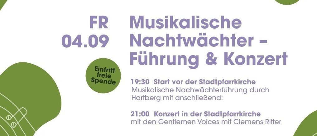 Ein Plakat für die 2. Ausgabe des Lebt! Festivals. Es zeigt zwei Veranstaltungen: 'Die Ruam Buam feat. Antonia Wilfinger' am 3. September um 19:00 Uhr und 'Musikalische Nachtwächter - Führung & Konzert' am 4. September, Beginn um 19:30 Uhr.