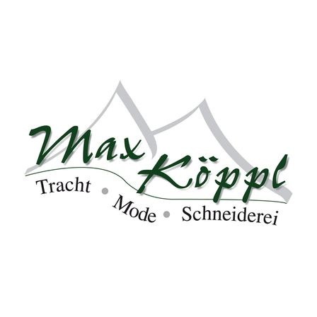 Das Logo für Max Koppl, das einen stilisierten Berg zeigt, mit dem Text 'Max Koppl' und darunter 'Tracht Mode Schneiderei'.