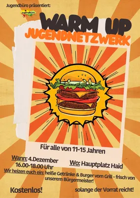 Plakat für das Warm up des Jugendnetzwerks