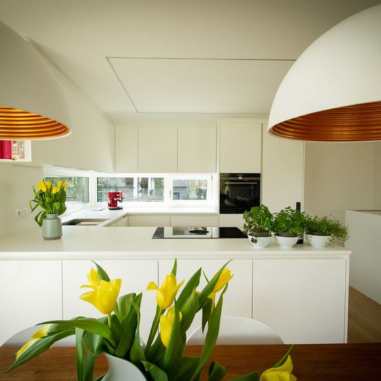 Bild enthält, Indoors, Interior Design, Flower, Flower Arrangement, Plant, Kitchen, Wood, Building, Flooring, Table