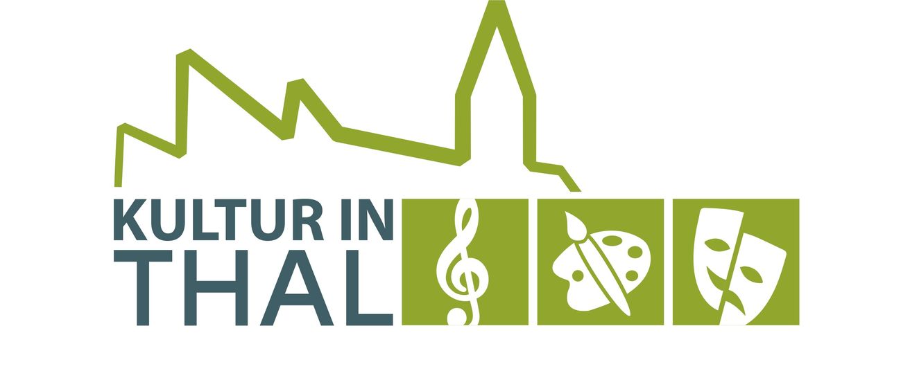 Das Logo zeigt 'Kultur in Hal' mit einer grünen Musiknote, einem Pinsel und einer Masken-Ikone. Die Symbole sind in einer Reihe unter dem Text angeordnet.