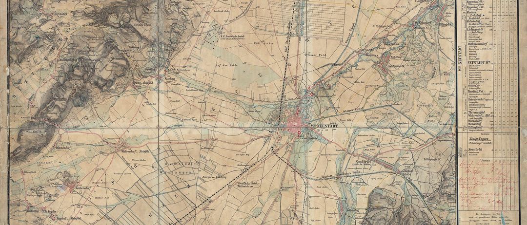 Eine alte Karte, die in vier Abschnitte unterteilt ist, mit detaillierten Markierungen von Straßen, Flüssen und Siedlungen. Sie enthält französische Texte oben und zeigt das Gebiet um Köln. Die Karte ist alt mit sichtbaren Abnutzungsspuren.
