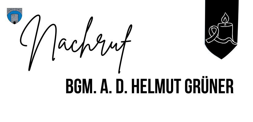 Nachruf with candle logo. BGM A. D. Helmut Grüner.