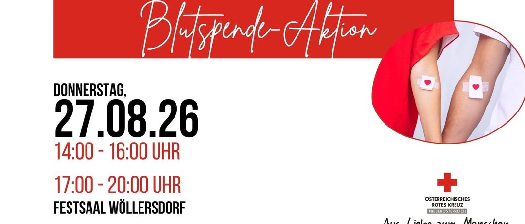 Blutspende-Aktion in Vollersdor bei AG. Am 08.26 von 6:00 bis 20:00 Uhr.