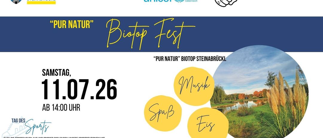 Biotop Fest am Steinabrueckle, 26. Juli. Bietet Natur, Musik und Sportaktivitäten mit Trainern.