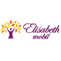 Das Logo für Elisabeth mobil, mit einem stilisierten Baum, Herbstblättern und einer menschlichen Figur in Lila.