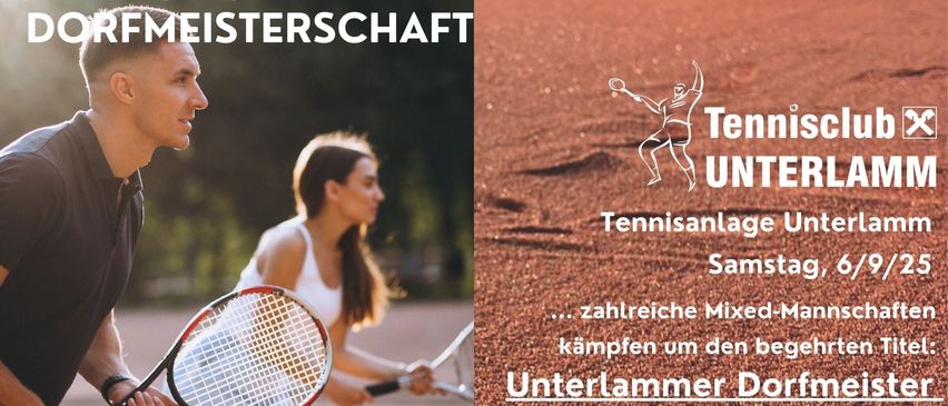 Eine Frau spielt Tennis auf einem roten Sandplatz und hält einen Schläger. Der Platz hat Fußabdrücke und einen verschwommenen Hintergrund. Der Text 'Tennisanlage' ist sichtbar.