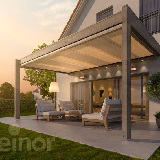 Bild enthält, House, Housing, Porch, Patio, Grass, Plant, Pergola, Canopy, Chair