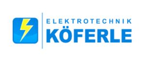 Das Logo für Elektrotechnik Koferle zeigt ein Blitz-Symbol mit dem Text 'ELEKTROTECHNIK' und 'KOFERLE'.