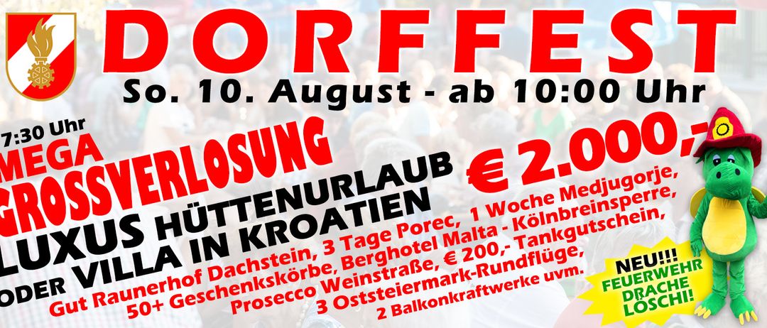 Ein Plakat für eine Freilassungsparty am 10. August, mit einer Menschenmenge, kostet 2 Euro. Es beinhaltet 3 Tage in Porec, ein Hotel in Köln, einen Tank Kraftstoff und ein Ballonunternehmen.