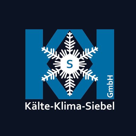 Ein blaues Logo mit einem Schneeflockendesign, den Buchstaben 'S' im Inneren und 'Kaelte-Klima-Siebel GmbH' darunter geschrieben.