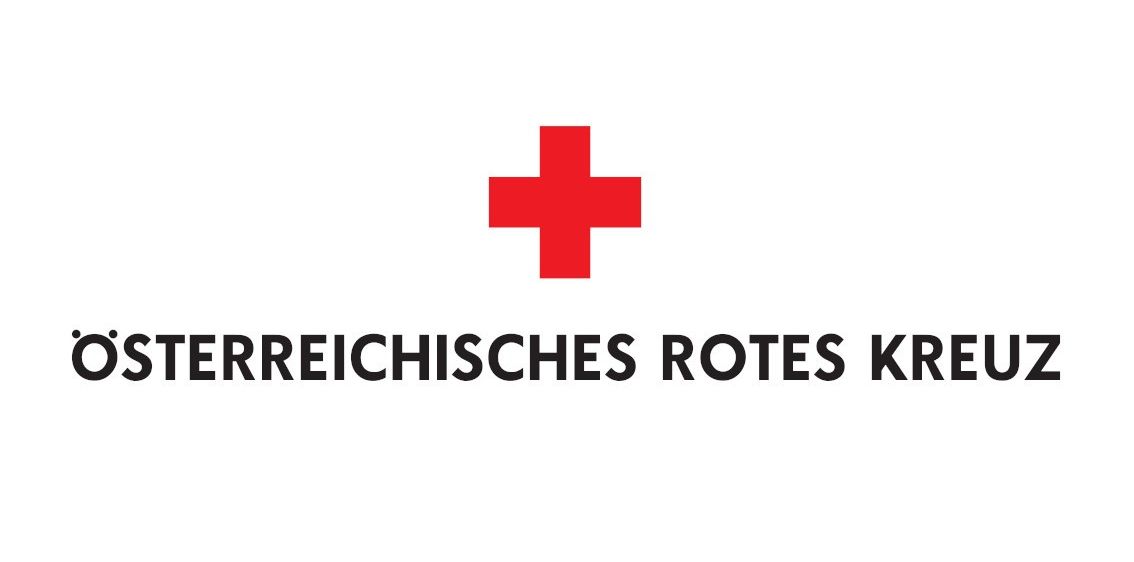 Das Logo des Österreichischen Roten Kreuzes mit einem roten Kreuzsymbol über dem Text 'TERREICHISCHES ROTES KREUZ'.