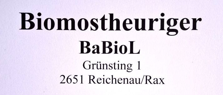 Biomostheuriger BaBioL befindet sich in 2651 Reichenau/Rax. Es öffnet am Samstag, 28. Juni. Es ist jeden Juli und August geöffnet, ab 15 Uhr freitags und 12 Uhr samstags. Besuchen Sie www.babiol.at.