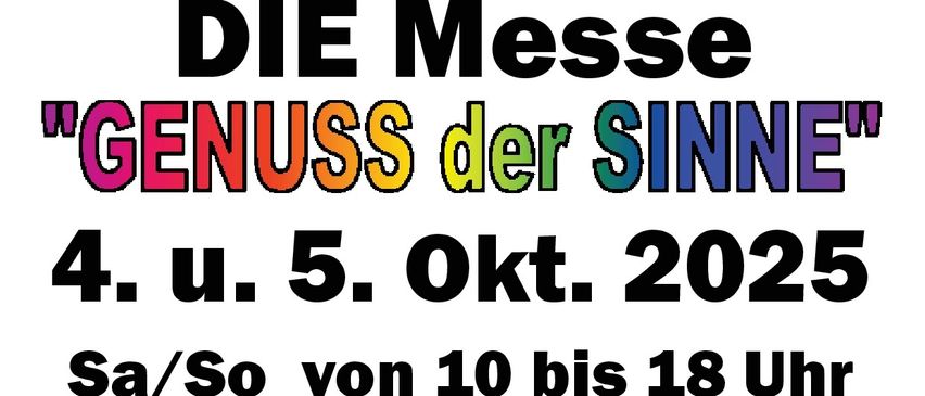 Plakat für die Veranstaltung "Genuss der Sinne" am 4. und 5. Oktober 2025 von 10 bis 18 Uhr im Schloss Reichenau. Mit Bikern, die für einen guten Zweck fahren, einer Tombola und Live-Musik. Weitere Informationen unter www.genussdersinne.at. Sponsoren sind Raiffeisen und andere.
