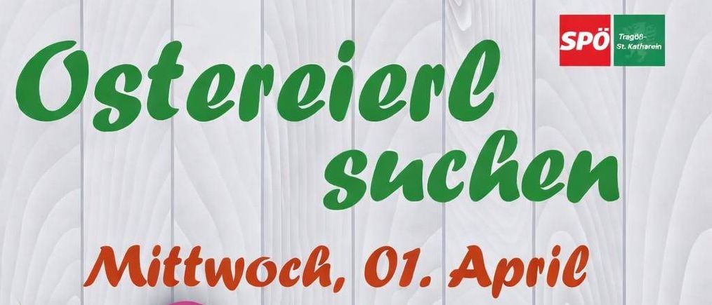 Eine Ostereiersuche auf dem Tennisplatz von St. Katharina am Mittwoch, 1. April um 15 Uhr. Eltern halten Eier für ihre Kinder.