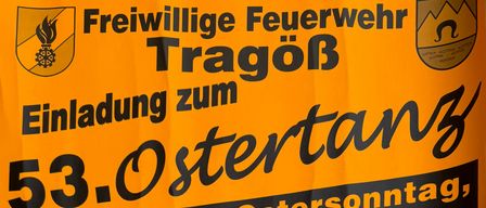 Plakat für das 53. Osterfest am 5. April 2026. Beginn um 20:30 Uhr. Mit Steirer Power Musik. Bietet kostenlosen Transport von 13-16 Uhr.