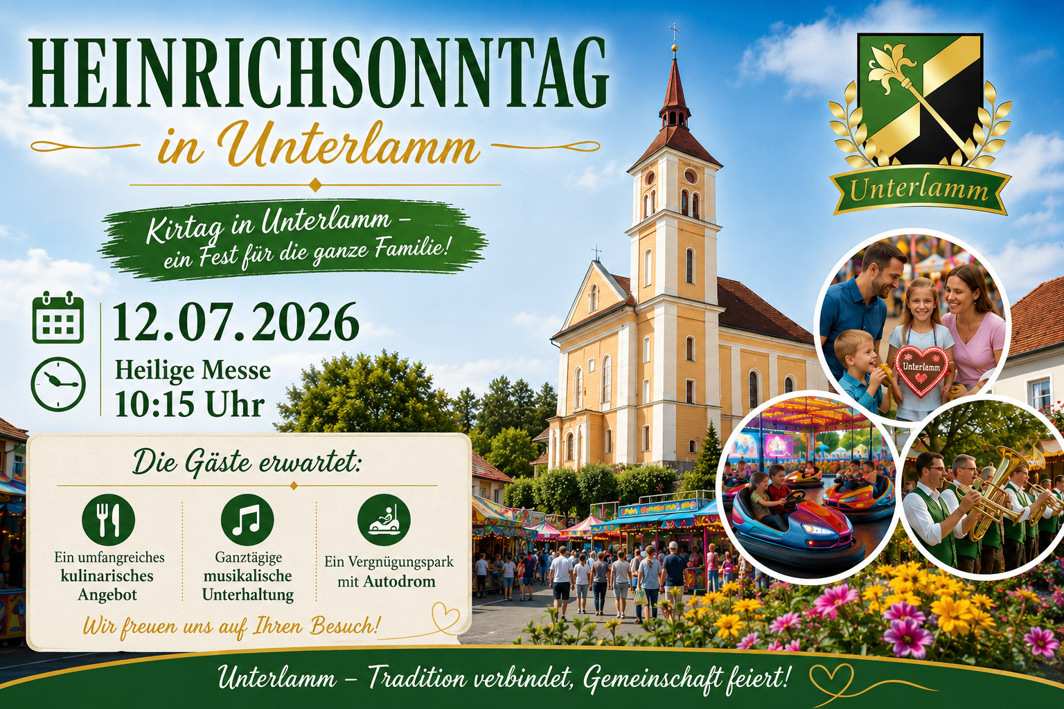 Heinrichssonntag in Unterlamm: Kirtag mit Familie, Messe, Musik und Autodrom