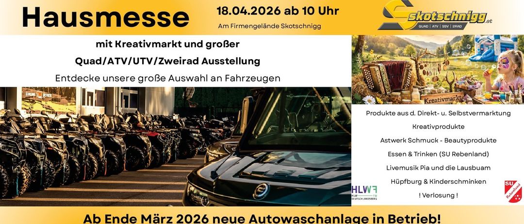 Veranstaltung am 18. April 2026 ab 10 Uhr. Große Auswahl an Fahrzeugen auf dem Firmengelände. Neue Autowaschanlage ab März 2026.