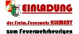 Ein Einladungsposter der Freiwilligen Feuerwehr Klemens für die Feuerwehrausstellung am 12. und 13. Juli 2025. Die Veranstaltung beinhaltet ein Kinderprogramm, und der Erlös wird für den Kauf eines neuen Feuerwehrfahrzeuges verwendet.
