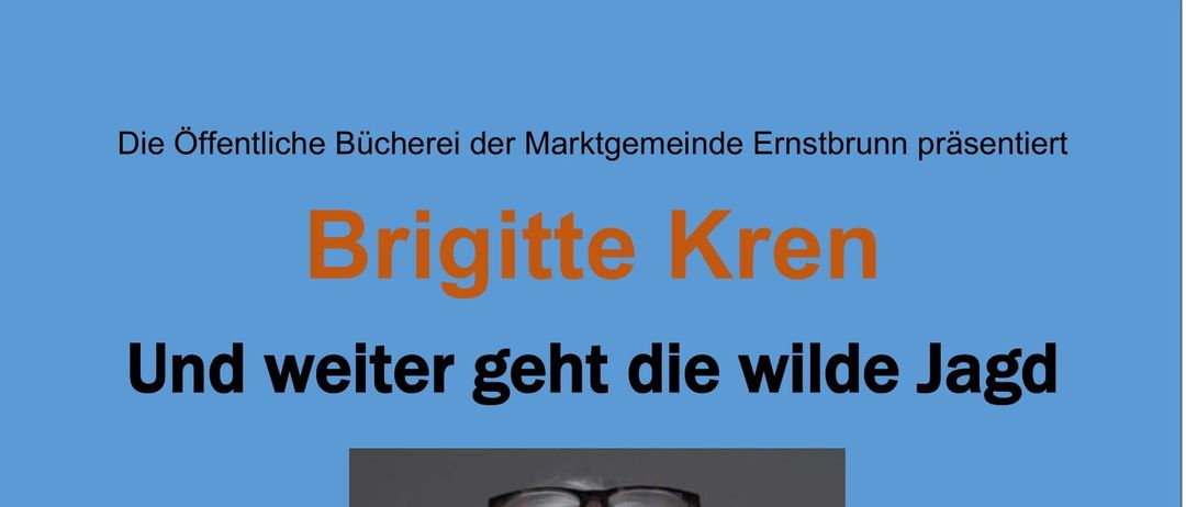 Plakat für eine Veranstaltung am 4. Dezember 2025 mit Brigitte Kreil im Schwarzen Adler, 2115 Ernstbrunn. Enthält ein Foto einer lächelnden Frau, Reservierungsdetails und eine Kontaktnummer.