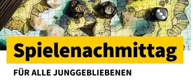 Plakat für Spielnachmittag für alle Spielliebhaber. Datum: Montag, 8. Juni 2026, 14:30 Uhr. Ort: Hauptplatz 7, 2115 Ernstbrunn. Veranstaltet von Hilfswerk Niederösterreich.
