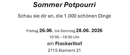 Veranstaltung am 26. und 27. Juni 2026, von 10 bis 18 Uhr am Flockerhof. Spezialskulpturen ausgestellt.