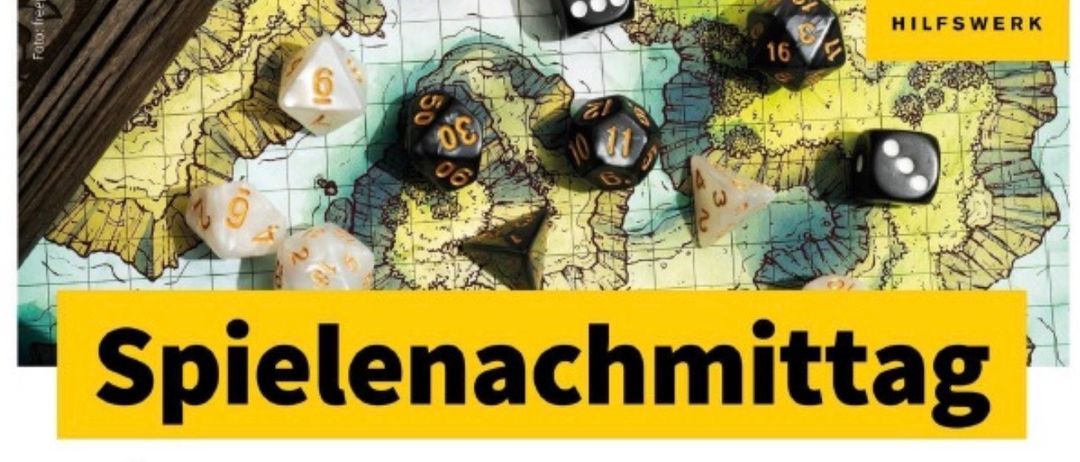 Plakat für eine Gaming-Veranstaltung in Ernstbrunn, Österreich. Es zeigt eine Karte, Würfel und Text auf Deutsch. Die Veranstaltung ist für den 14. September 2026 um 14:30 Uhr geplant.