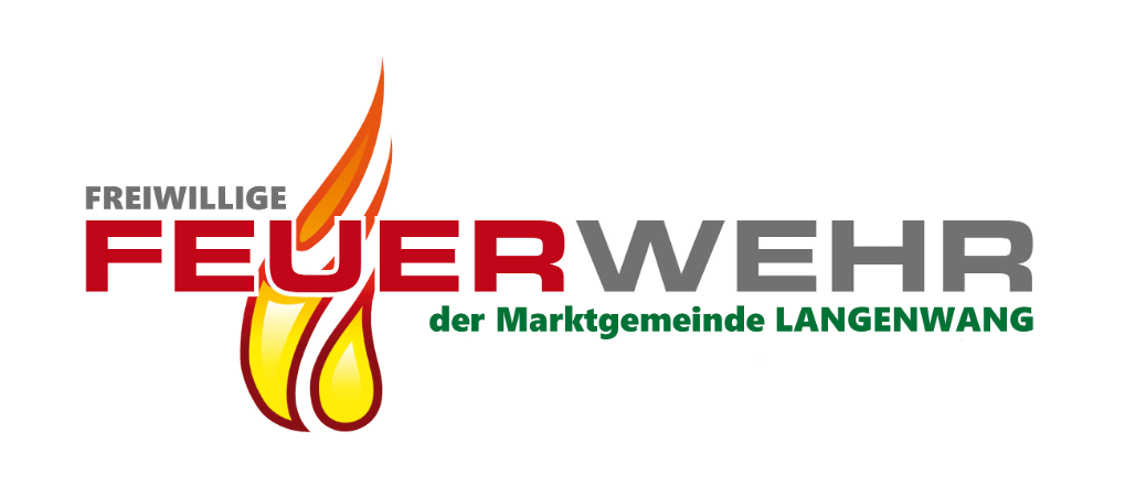 Das Logo der Freiwilligen Feuerwehr der Marktgemeinde Langenwang, mit einer stilisierten Flamme in Rot und Gelb.