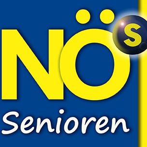 Das Logo zeigt 'NO' in großen gelben Buchstaben mit einem schwarzen Punkt oben, neben einem blauen Kreis mit einem weißen 'S'. Darunter steht in weiß 'Senioren'.