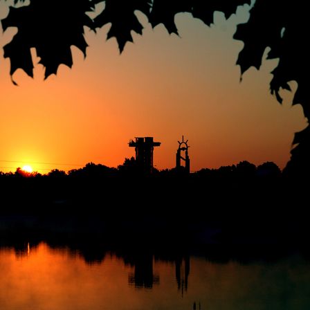 Bild enthält, Silhouette, Nature, Outdoors, Sky, Sunset, Sunlight, Sunrise, Tree, Scenery, Leaf