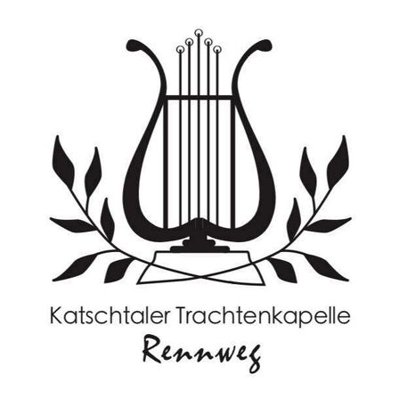 Logo der Katschtaler Trachtenkapel mit einer schwarz-weißen Lyra und Blättern.