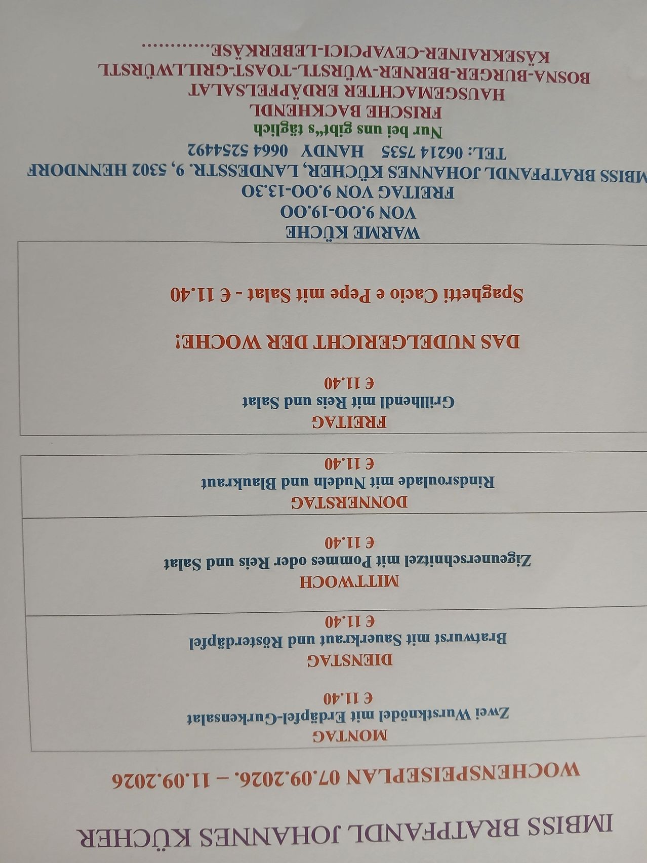 A document with a table of dates and names, possibly a schedule or roster. The text is in various colors and fonts, with some sections highlighted.
