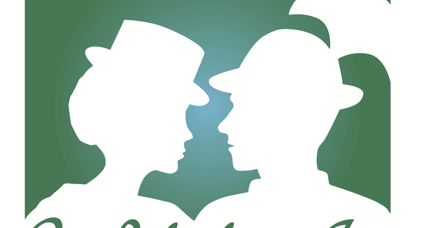 Ein Plakat für Gaufest 26 mit zwei silhouettierten Figuren, die sich gegenüberstehen, mit Hüten und dem Text 'NuBdorf am Inn'.