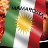 Ein Bild zeigt eine Pizza und die Flagge Kurdistans mit dem Wort Mamarossa in Schwarz geschrieben.