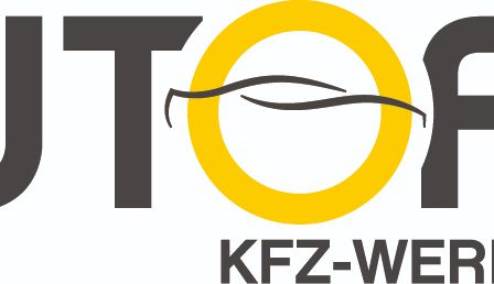 Das Logo für AUTOFIT KFZ-WERKSTAT, mit stilisiertem 'AUTO', gelbem Kreis und Welle sowie 'FIT' in fetten schwarzen Buchstaben. Darunter steht der Text 'KFZ-WERKSTAT' in Schwarz.