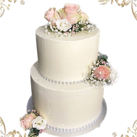 Bild enthält, Cake, Dessert, Food, Wedding, Wedding Cake, Birthday Cake, Cream, Flower, Plant, Rose