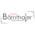 Das Logo für Bärnthaler Hotel und Restaurant, gegründet 1989, zeigt eine Gabel und dekorative Elemente. Der Text 'Gut Essn!' ist in Rot geschrieben.