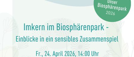 Poster for the Biosphere Park Unteres Murtal event in 2026. It features a bee, a logo, and text about an event in a biosphere park.