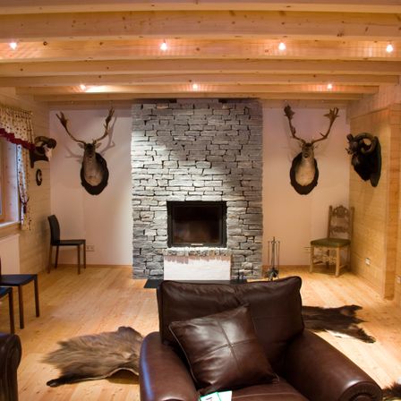 Indoors, Living Room, Interior Design, Fireplace, Wood, Couch, Hardwood, Flooring, Hearth, Chair