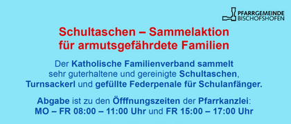 Ein Werbeplakat für eine Spendenaktion von der Katholischen Familienverband für benachteiligte Familien. Spenden können während der Öffnungszeiten der Kirche abgegeben werden. QR-Code für Spenden.