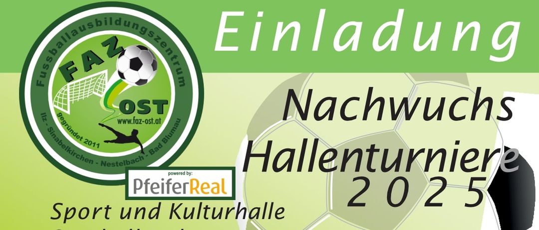 Plakat für das Fußballturnier in Sinabelkirchen am 5. Dezember 2025. Es zeigt die Zeitpläne für die Mannschaften U7, U9, U11, U8 und U12.